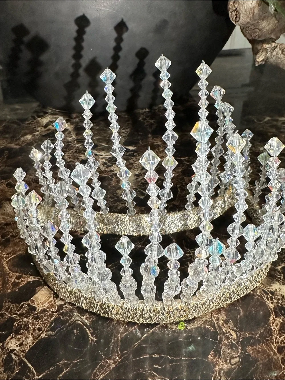 Crystal Vintage Beaded Tiara Crown - Clear